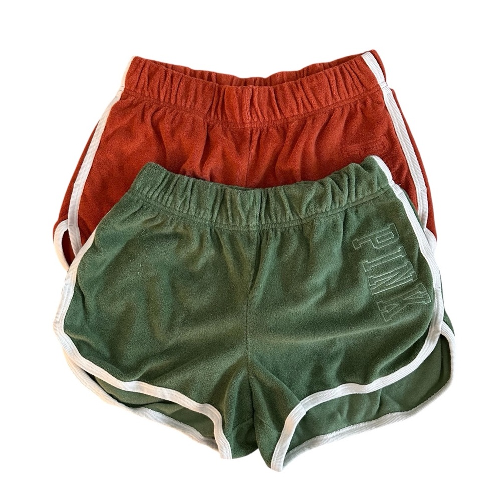 pink victoria's secret green and orange shorts